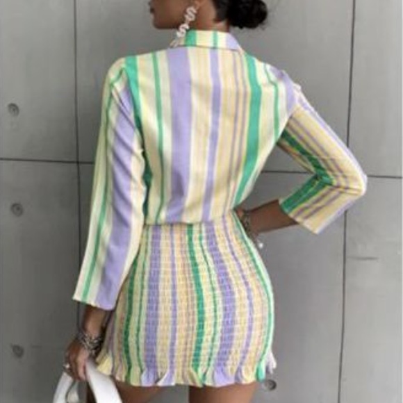 NWT Zara Women's The Valery Dress Pastel Striped Smocked Mini Size XS - Picture 1 of 7